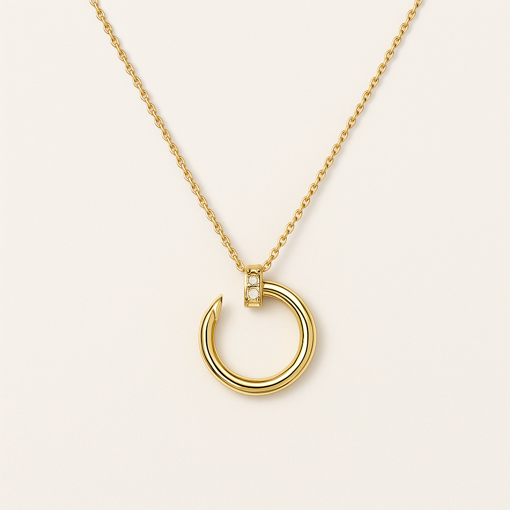 NAIL Gold Necklace with Zirconia
