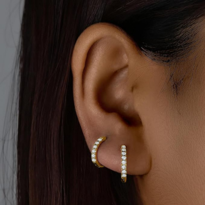 ISA Gold Earrings with Zirconia