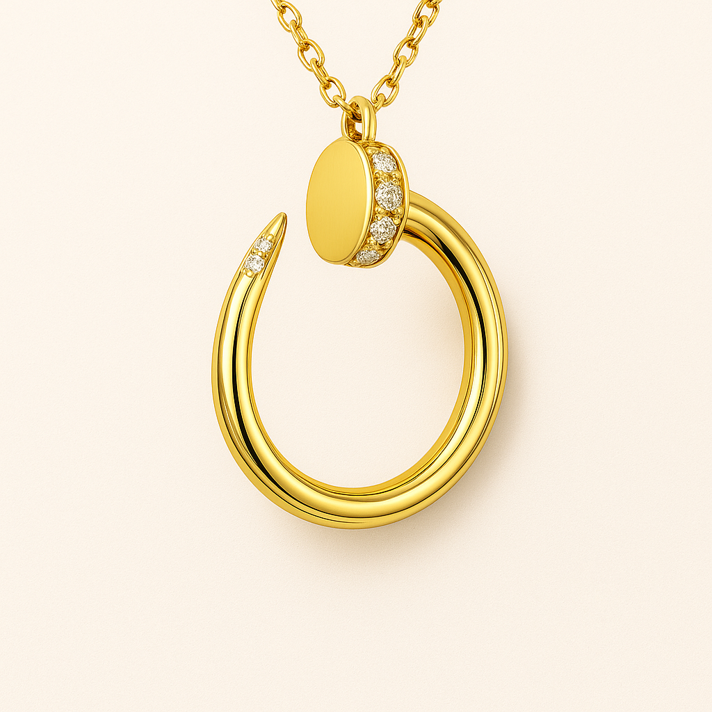 NAIL Gold Necklace with Zirconia