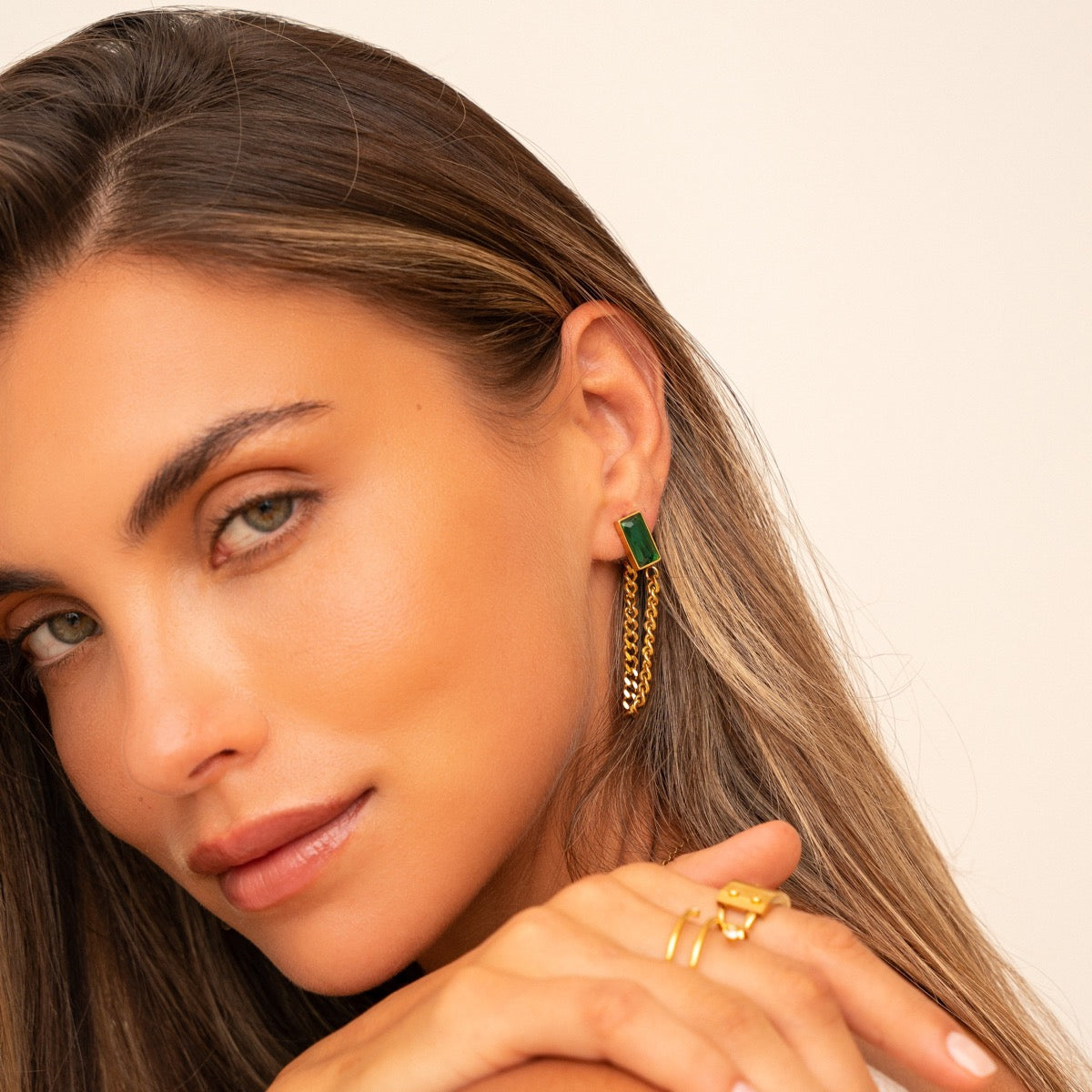 ESMERALDA Gold Chain Earrings
